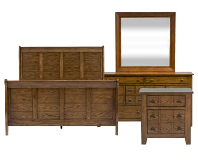 Product page for Choctaw 4 Pc. Sleigh Bedroom Set