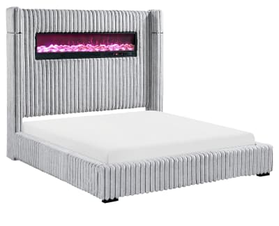 Product page for Emberrest Fireplace Upholstered Bed