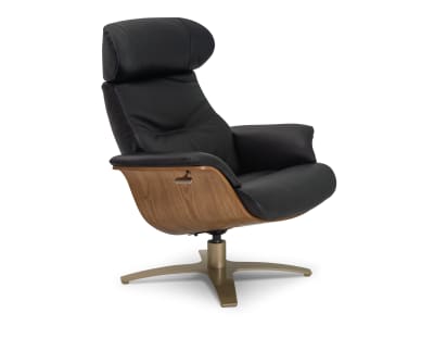 Product page for Orbit Leather Swivel Recliner