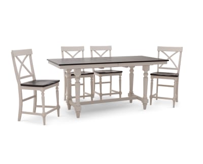 Product page for Mountain Home 5 Pc. 98" Counter Height Set with Backed Bar Stool