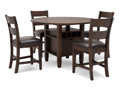 Product page for Winter Park 5 Pc. Slat Back Bar Stool Counter Height Dining Set