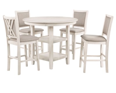 Product page for Amory 5 Pc. Round Counter Height Dining Set