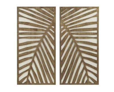 Product page for Birch Palms Wood Panel Wall Decor 2 Pc Set