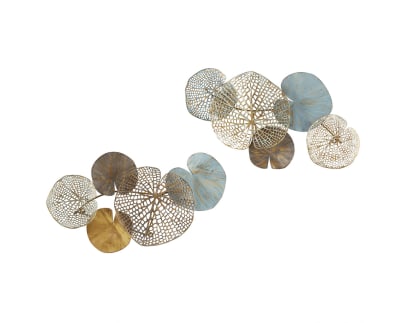 Product page for Lenzi Lily Pad Leaves Metal Wall Decor 2 Pc Set