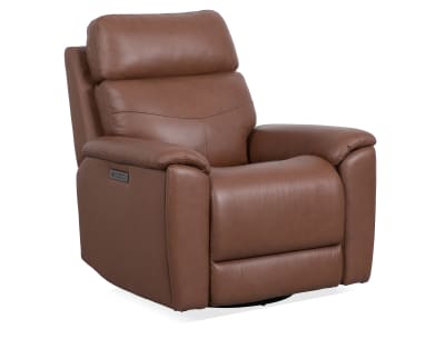 Product page for Whisper II Leather Swivel Glider Recliner