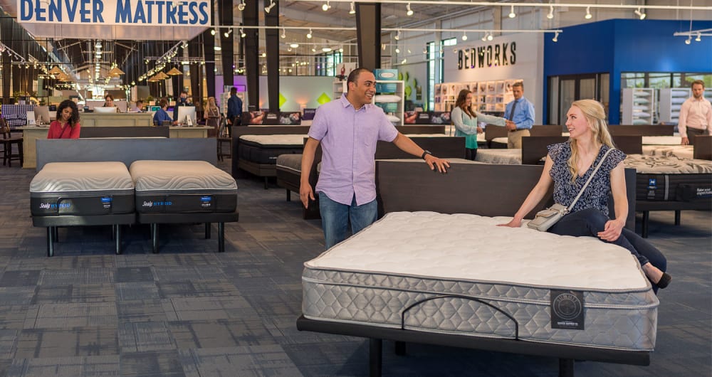 Summit Firm Mattress with Customers in Store