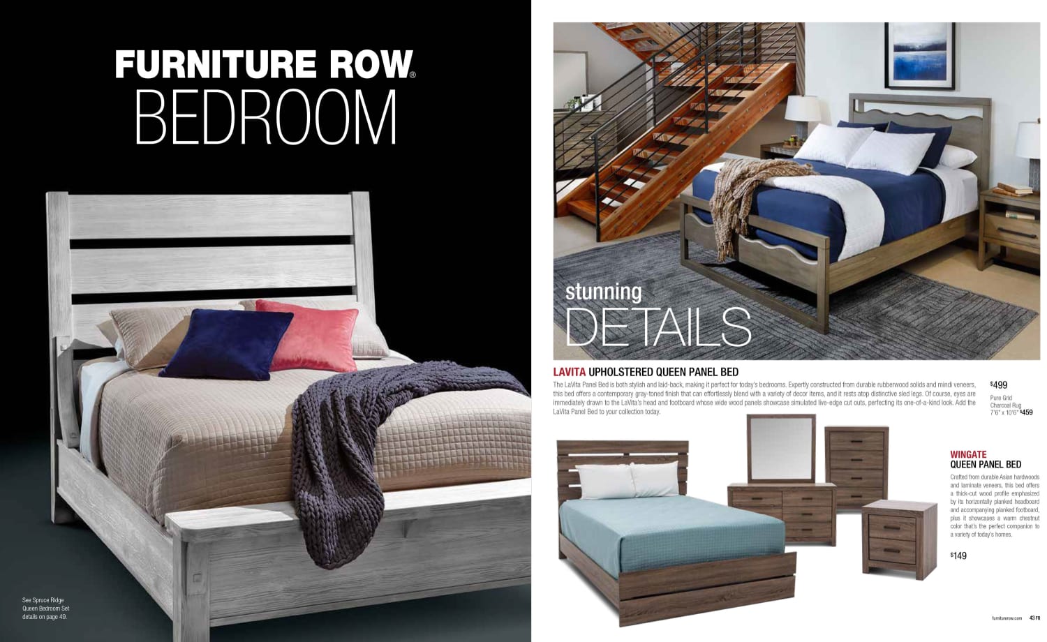 Furniture Row Annual Catalog Bedroom Cover. Lavita and Wingate Bedroom sets and other stunning bedroom details.