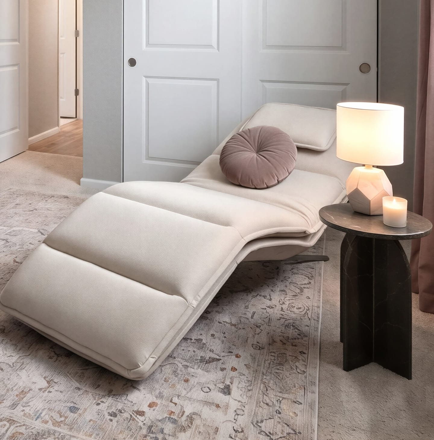 Immersive sound chaise lounge in home office