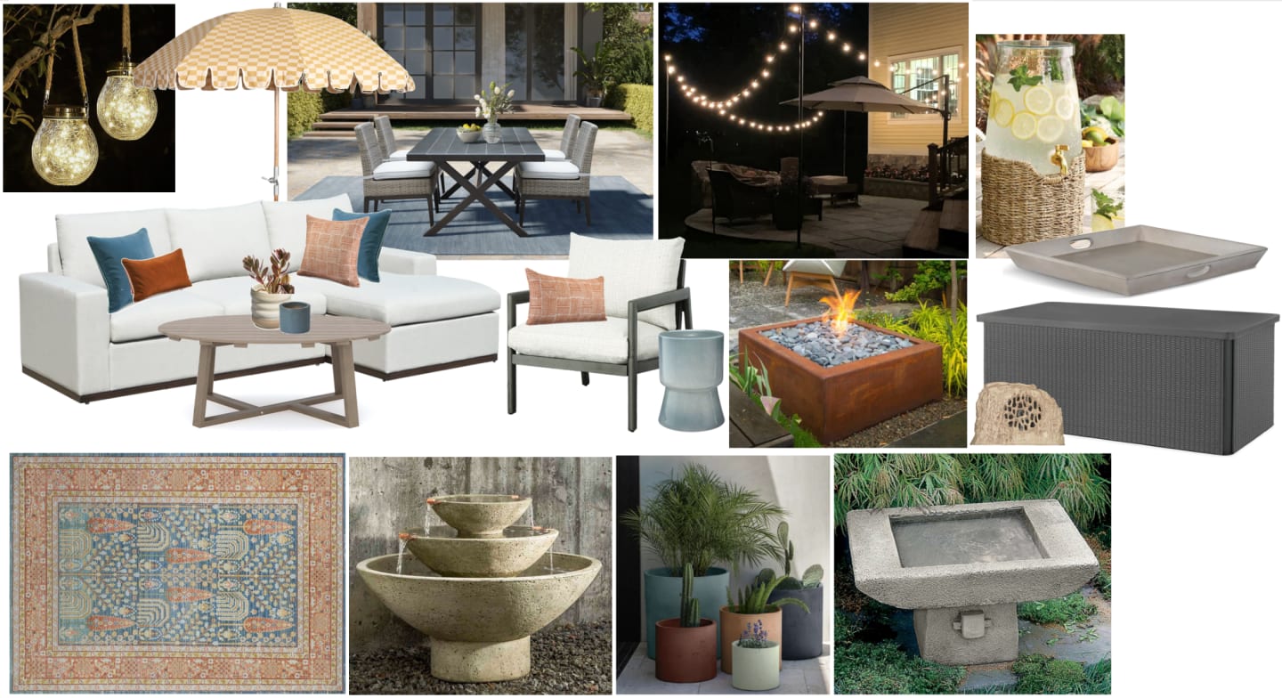 A collage of products for large size outdoor spaces