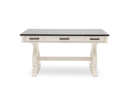 A white desk with coastal style