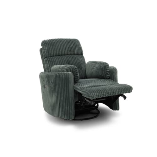 green corduroy Reclining Swivel Chair