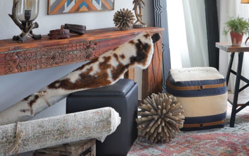 Leather Dark Ottoman, Cow Hide Right and other western decoratively styled products