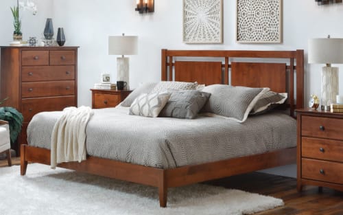 Cherry Bed Frame, Cherry Nightstand, Cherry Chest and other contemporary decoratively styled products