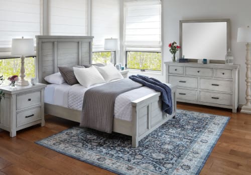 Gray Panel Bed with Bedroom set in Bedroom
