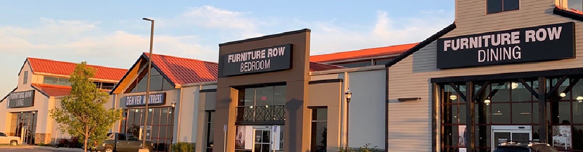 Furniture Row store fronts in a row