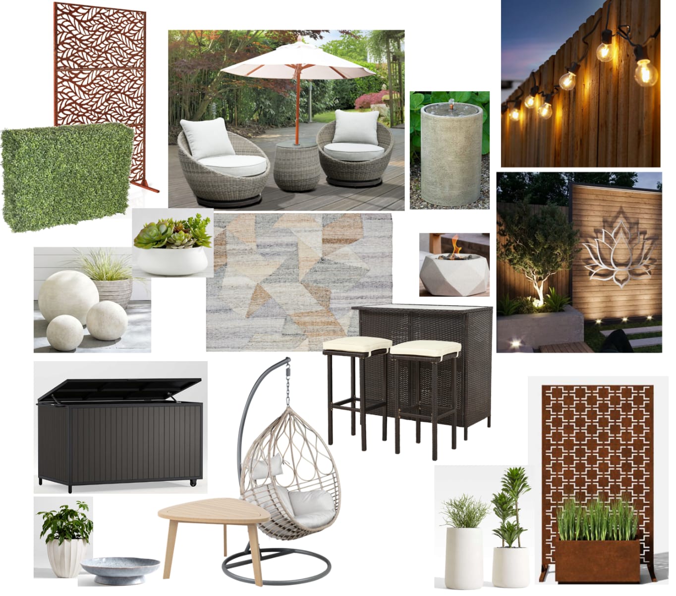 a graphic showcasing products made for medium and large outdoor spaces