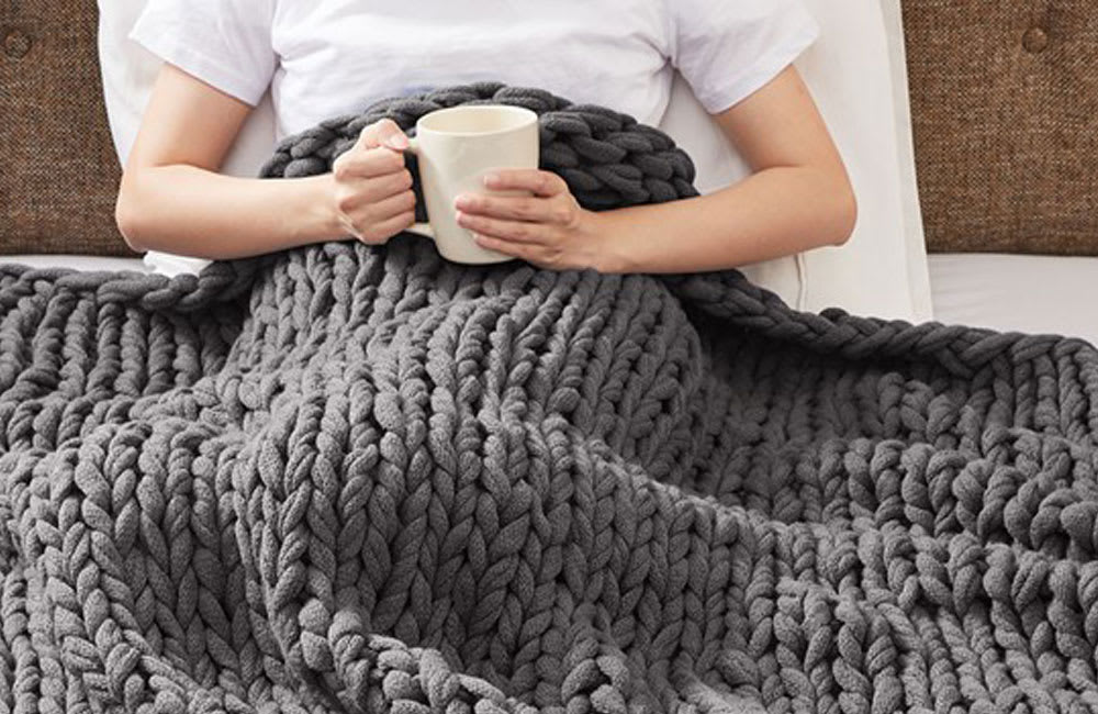 Cozy Cocoa with Charcoal Gray Throw Blanket