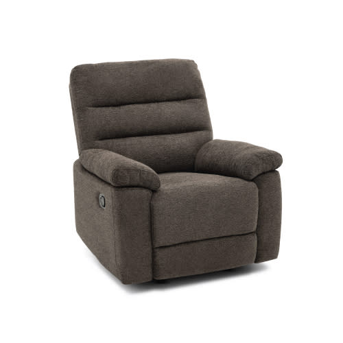 The Conway Recliner in Brown upholstery on white background