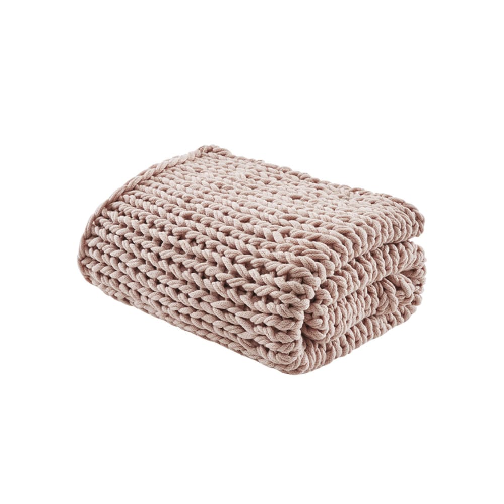 Chunky Double Knit Handmade Blush Throw Blanket