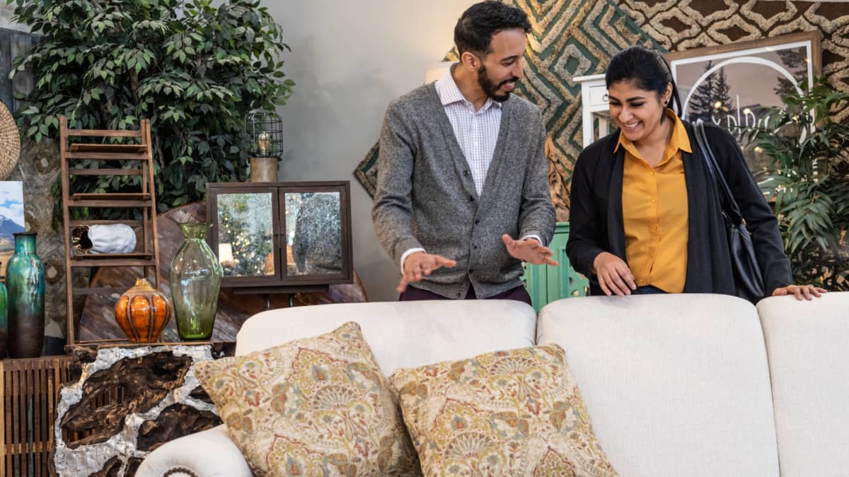 Sofa in Store with Customers