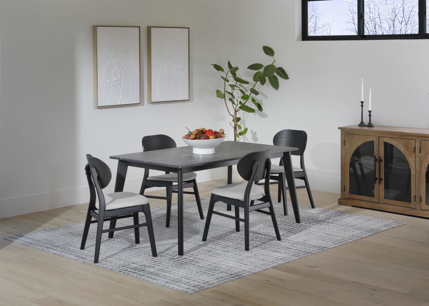 Lumen Dining Set in room with credenza