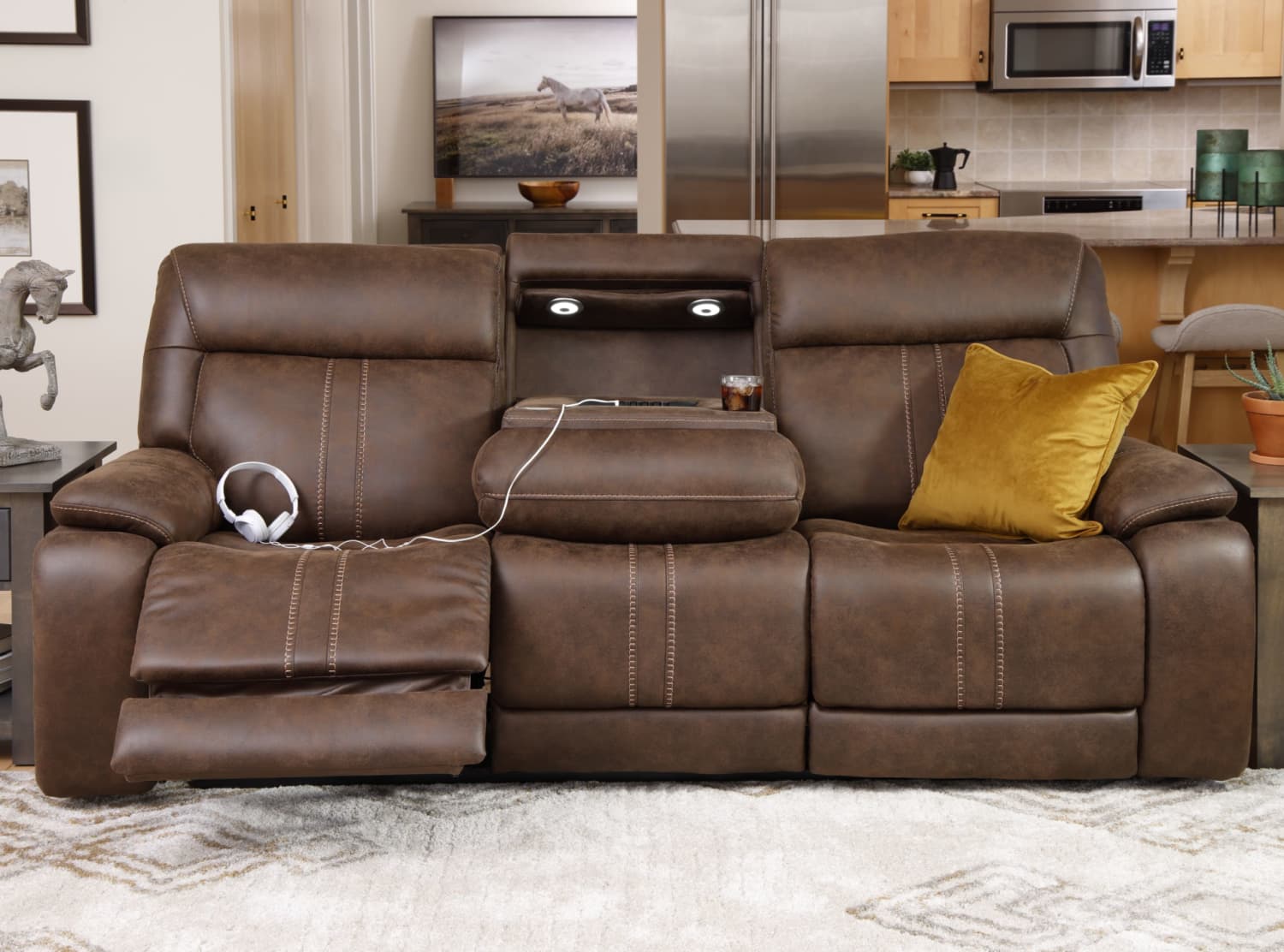 Vibe Home Theater Power Sofa in living room