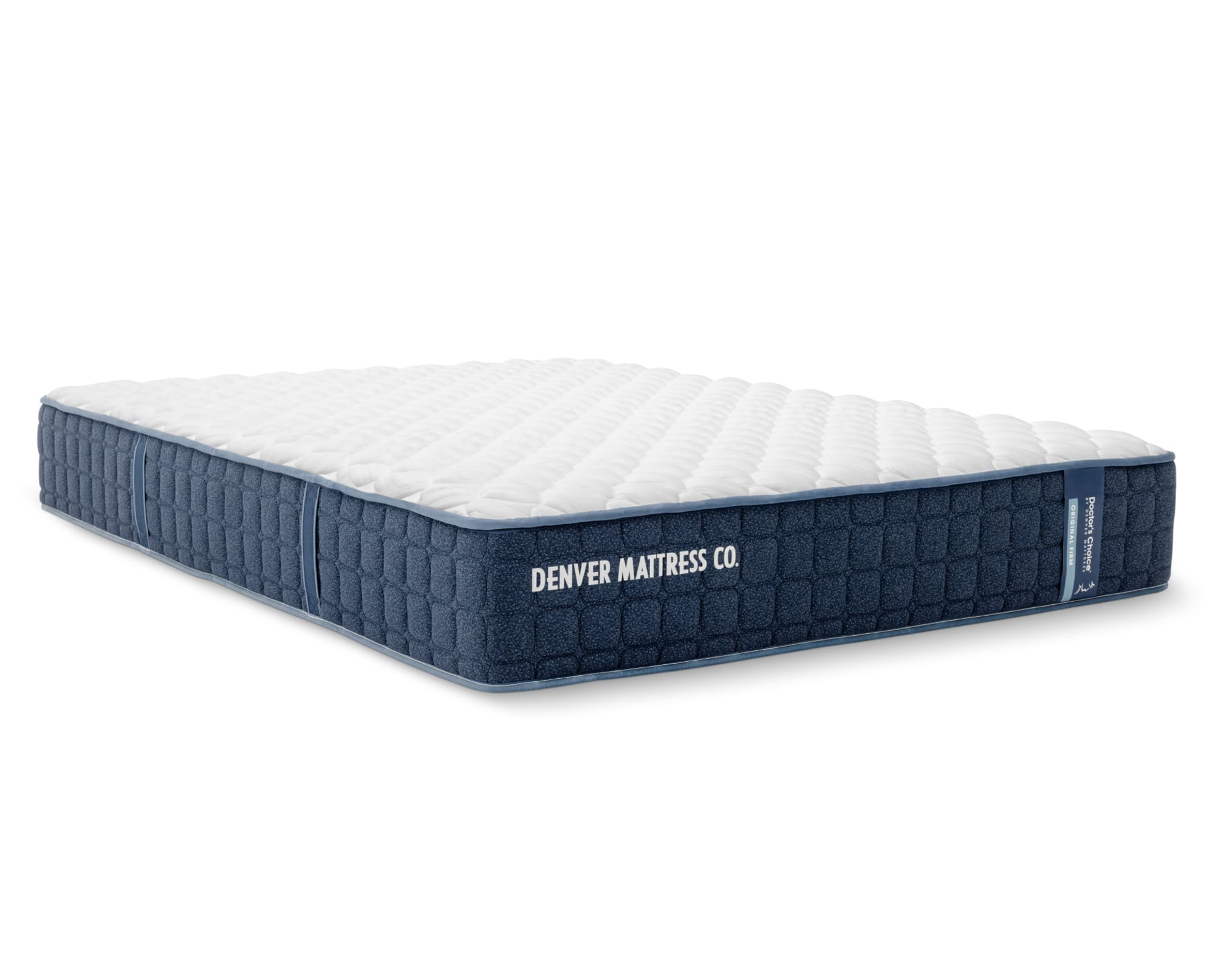 On white photo of Doctor's Choice Original Firm Mattress in Queen size rotated at an angle
