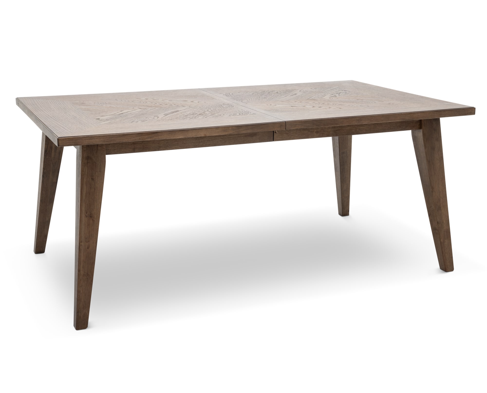 The Traverse City Dining Table, unextended and positioned at a slight angle