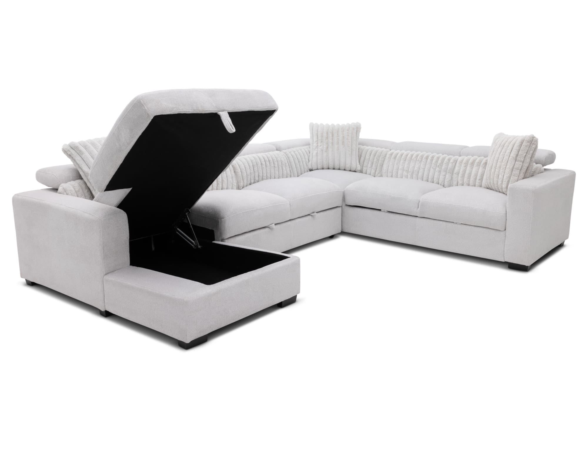 Roxy 3 Pc. LAF Chaise Sectional in Gray on white background