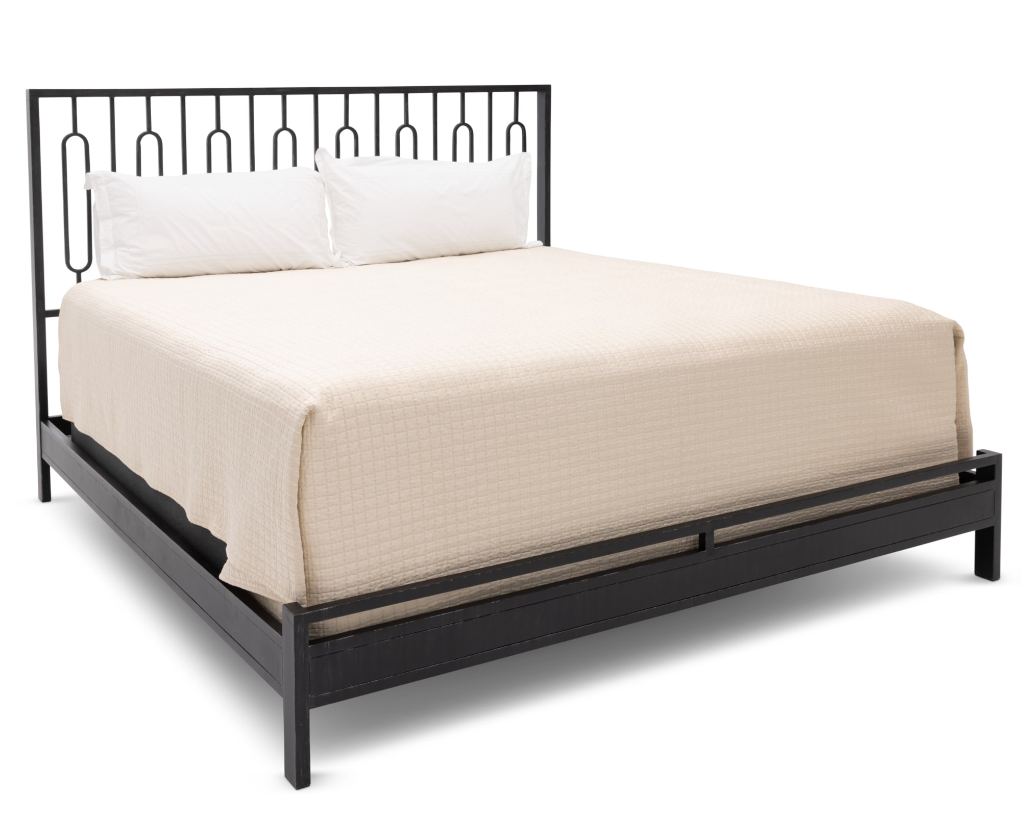 The Miura Metal Bed in King on white background