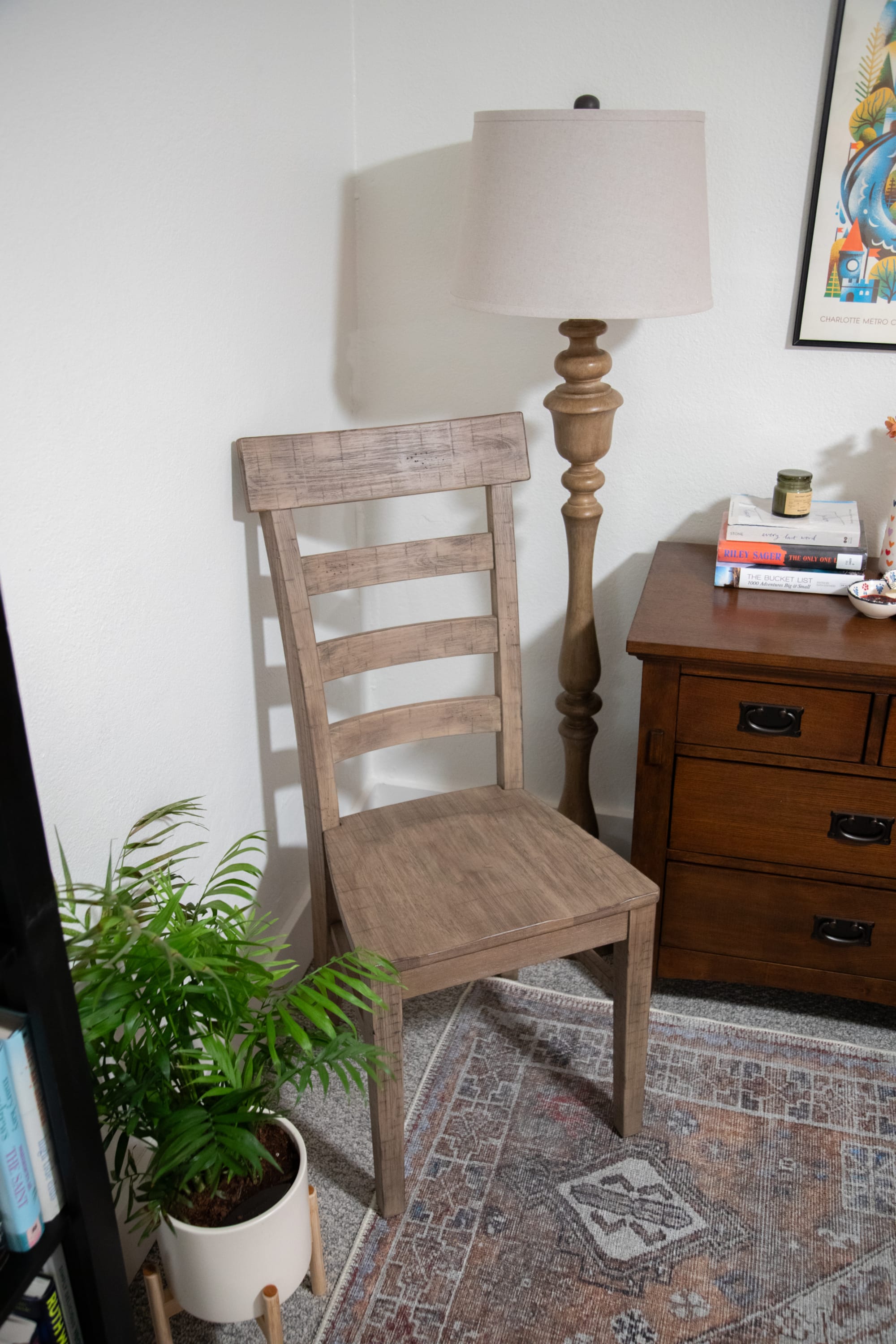 The Willow Way Dining Chair styled in Mackinley's apartment bedroom