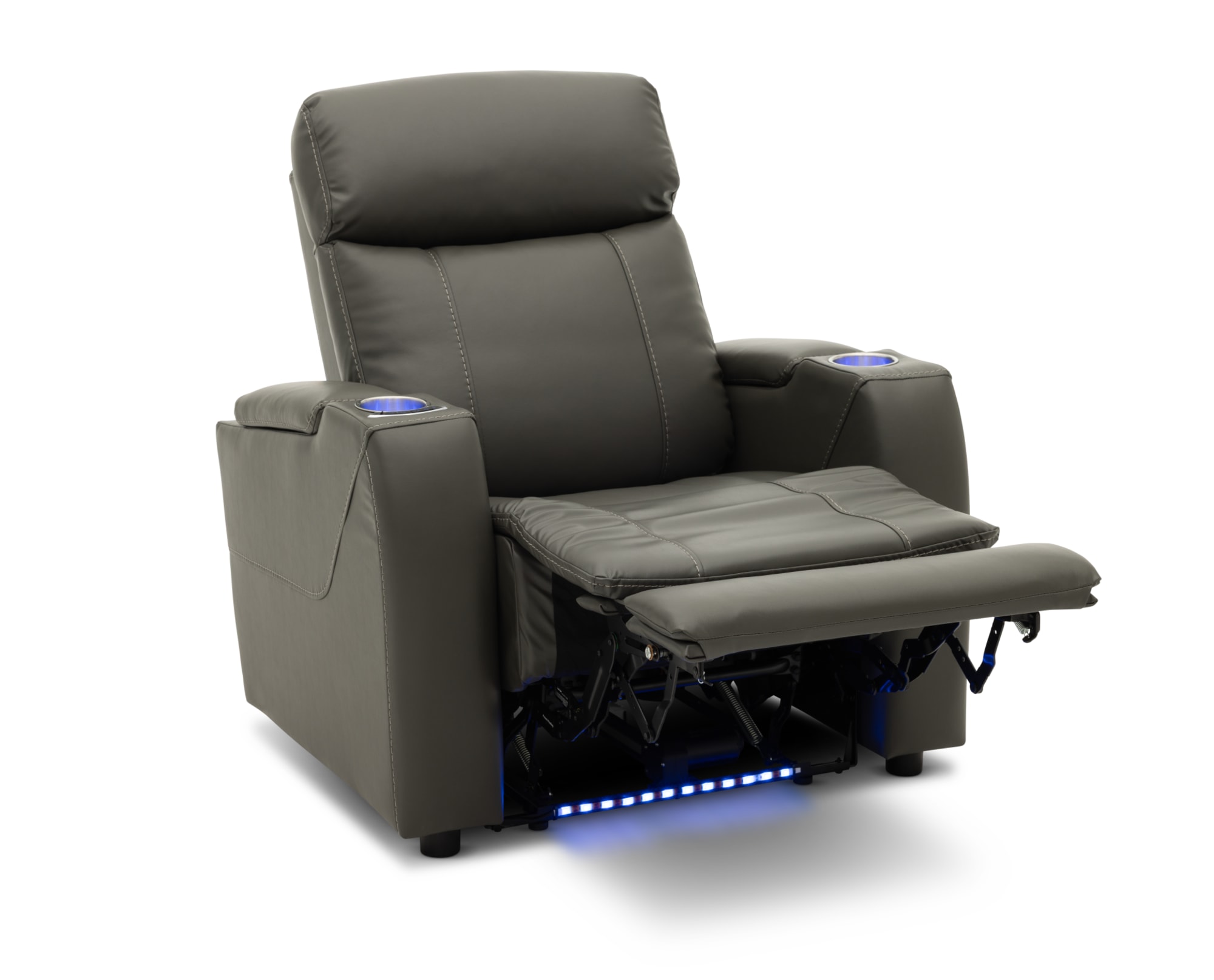 Halen Recliner on white background with lights