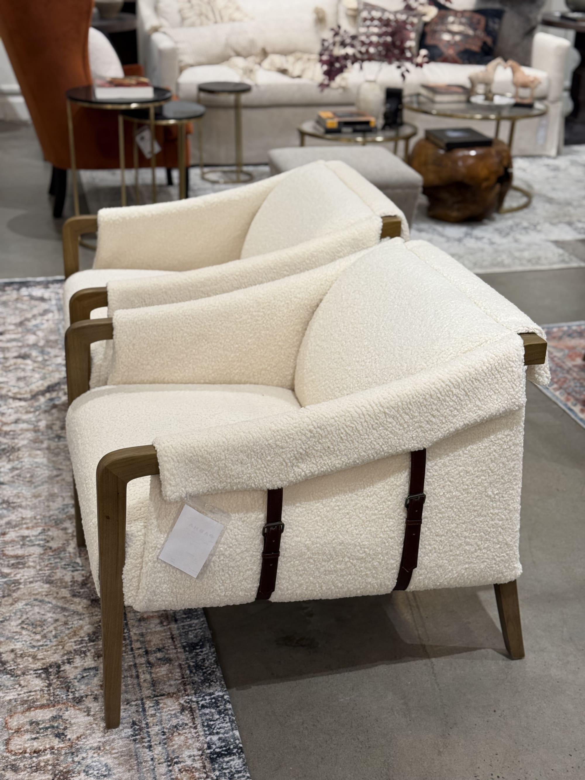 Boucle Accent Chair with Wood Legs at High Point Marketplace