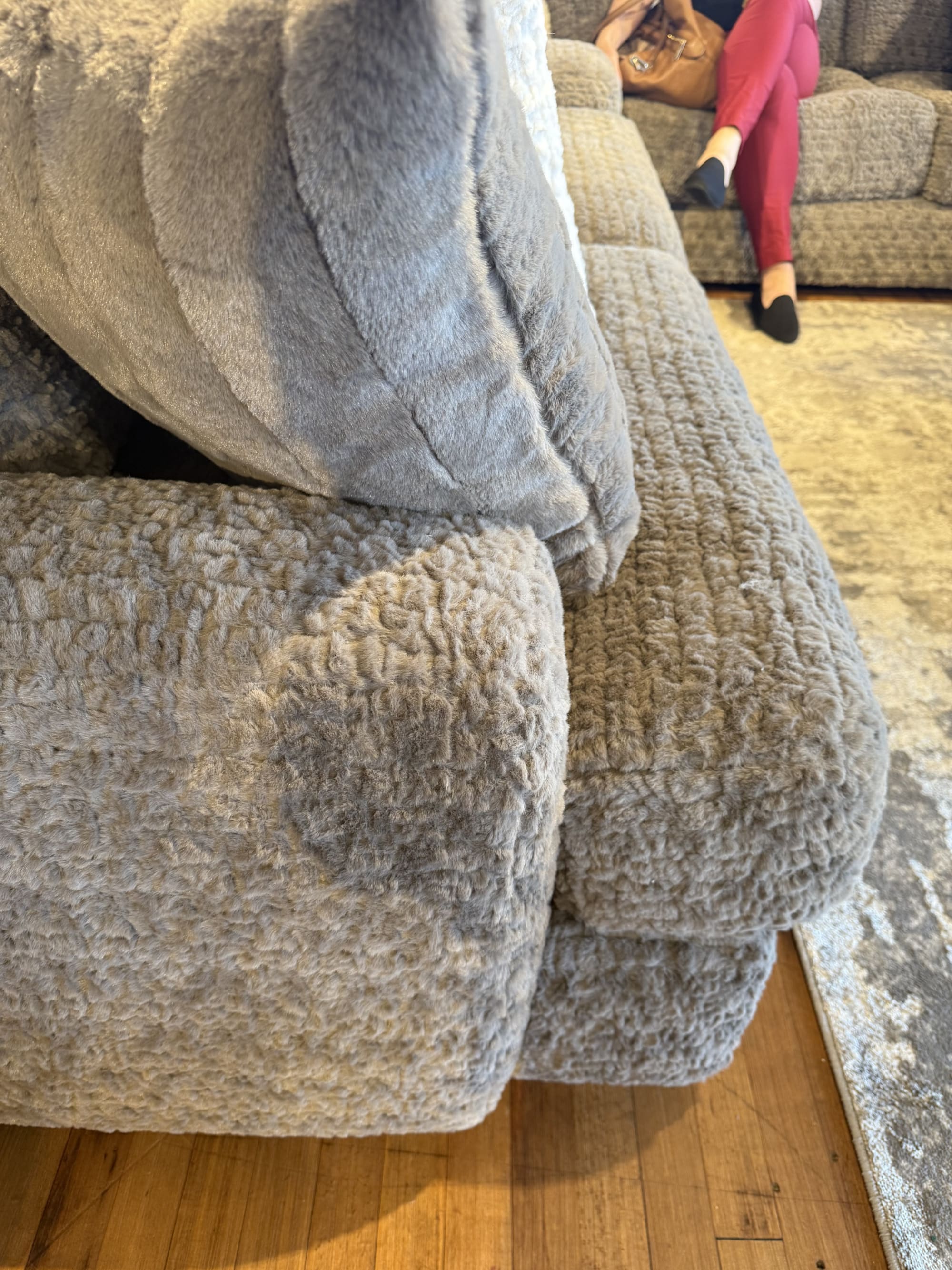 Mocha Mousse Boucle Sensory Sofa Closeup at High Point Marketplae