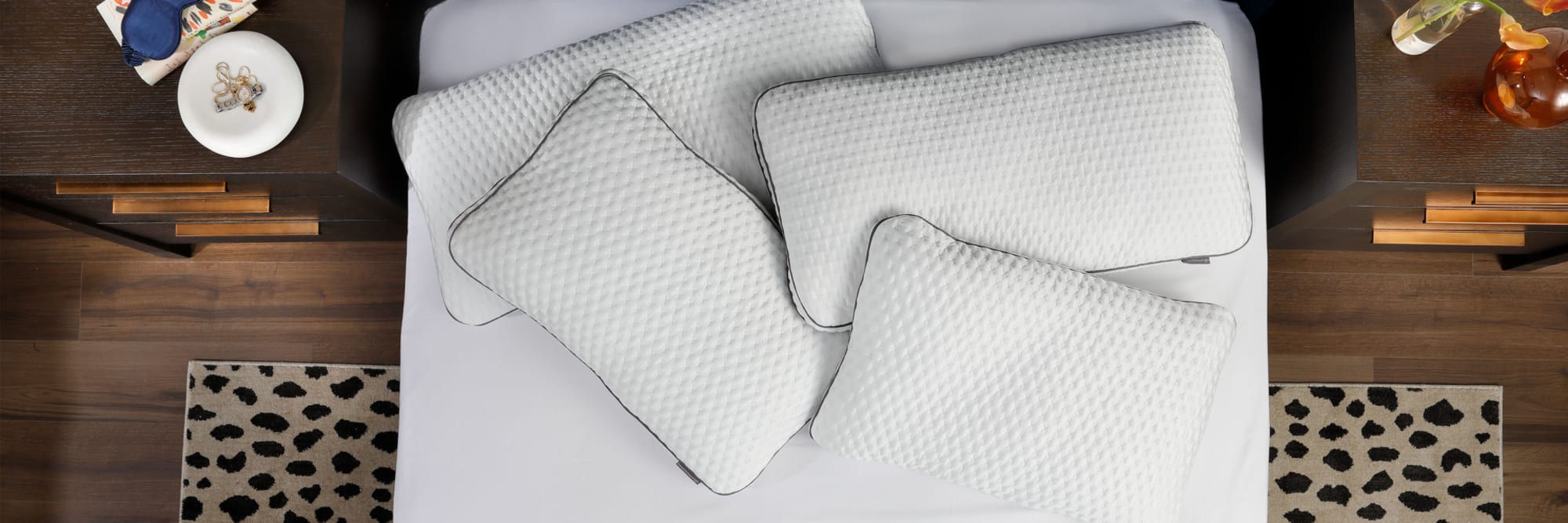 Ariel view of pillows on bed