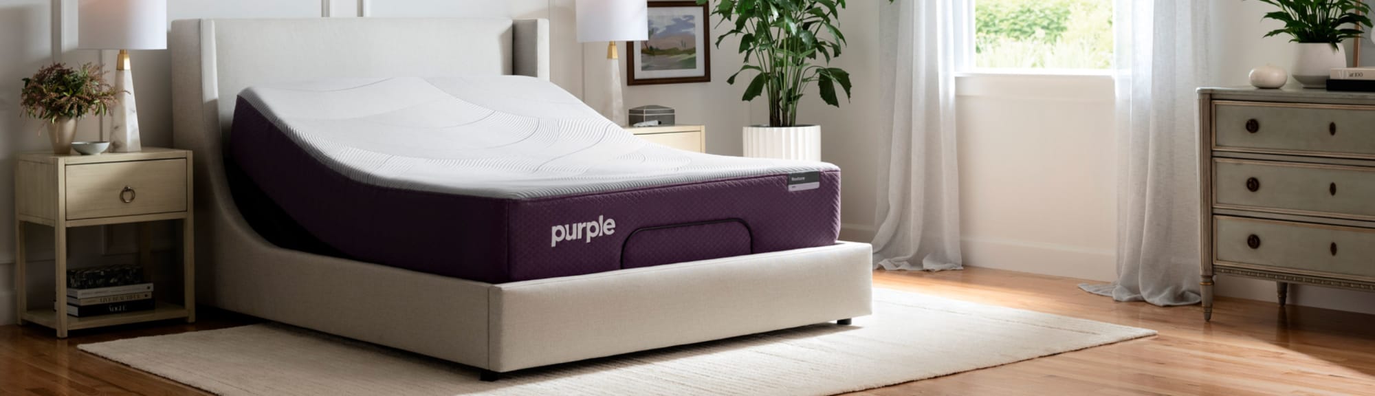 Purple Mattress on Purple adjustable base in bedroom