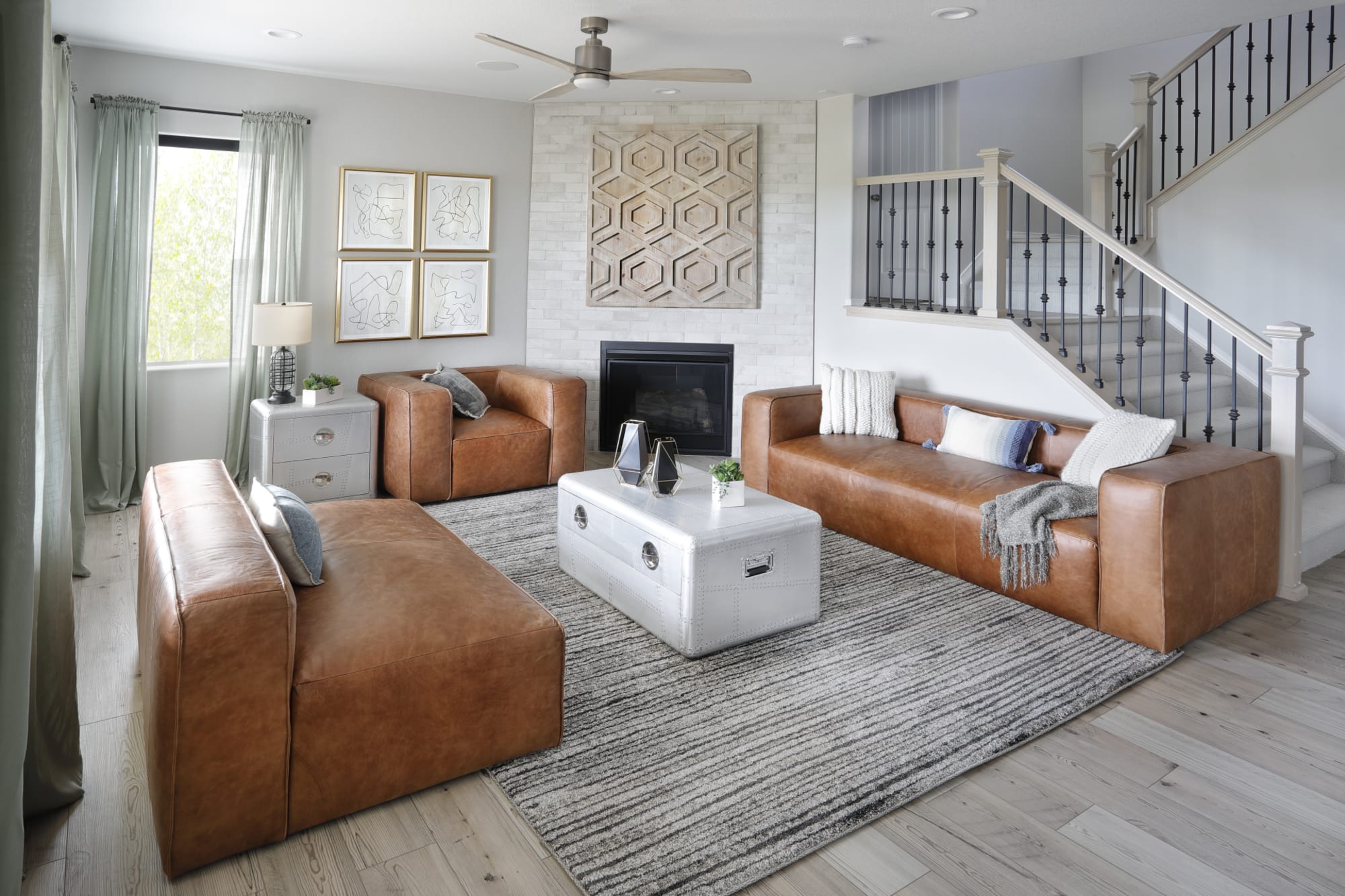 A leather sofa group, the Gordo Sofa group in a modern room
