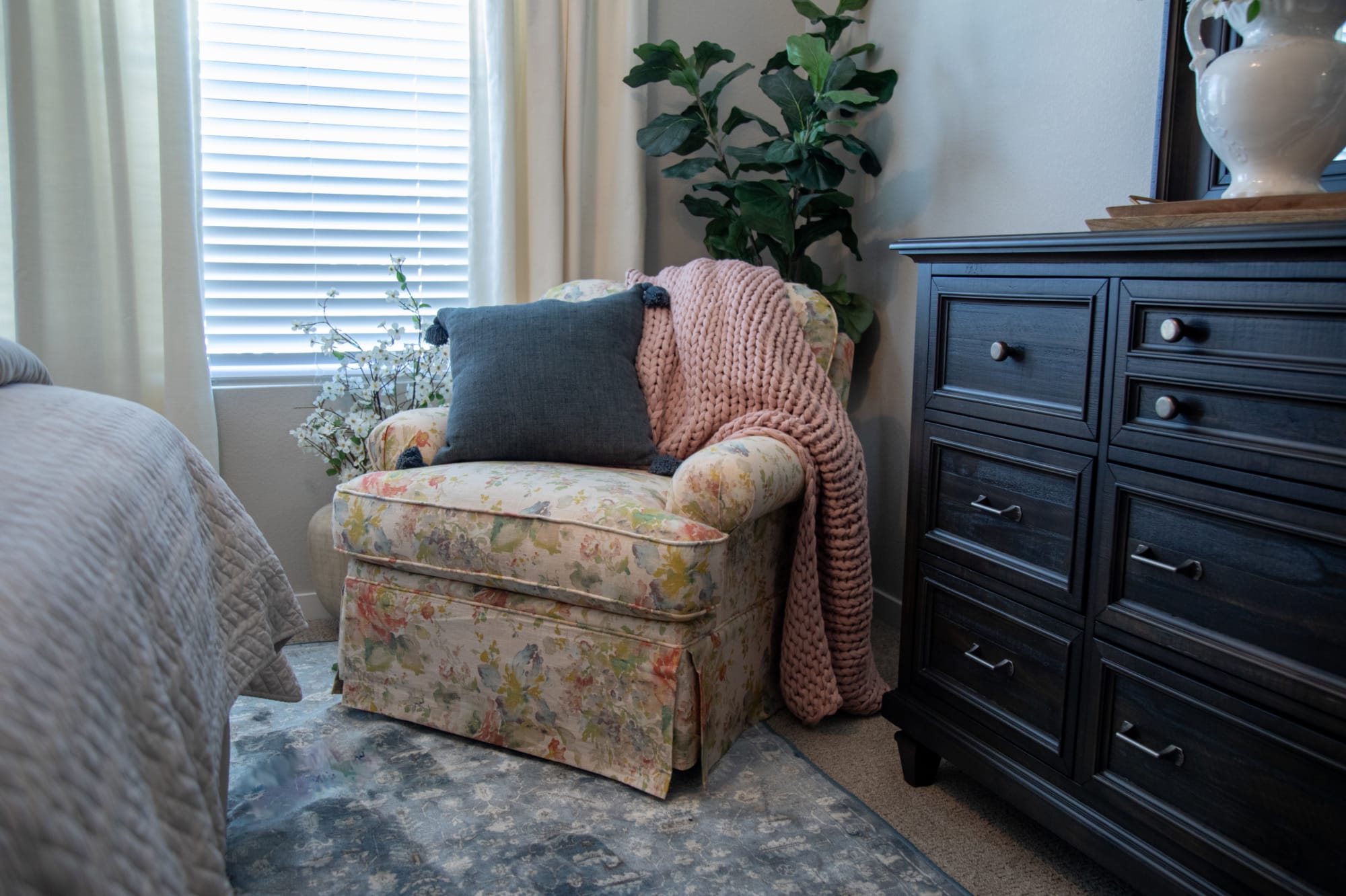 Willow Swivel Glider styled in St Jude Home