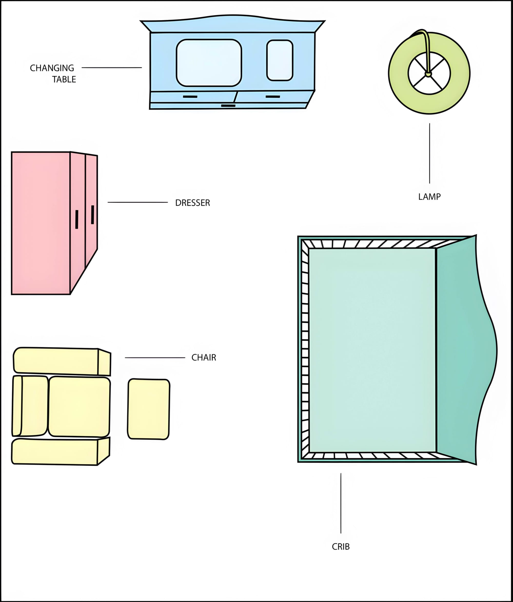 Open concept nursery layout