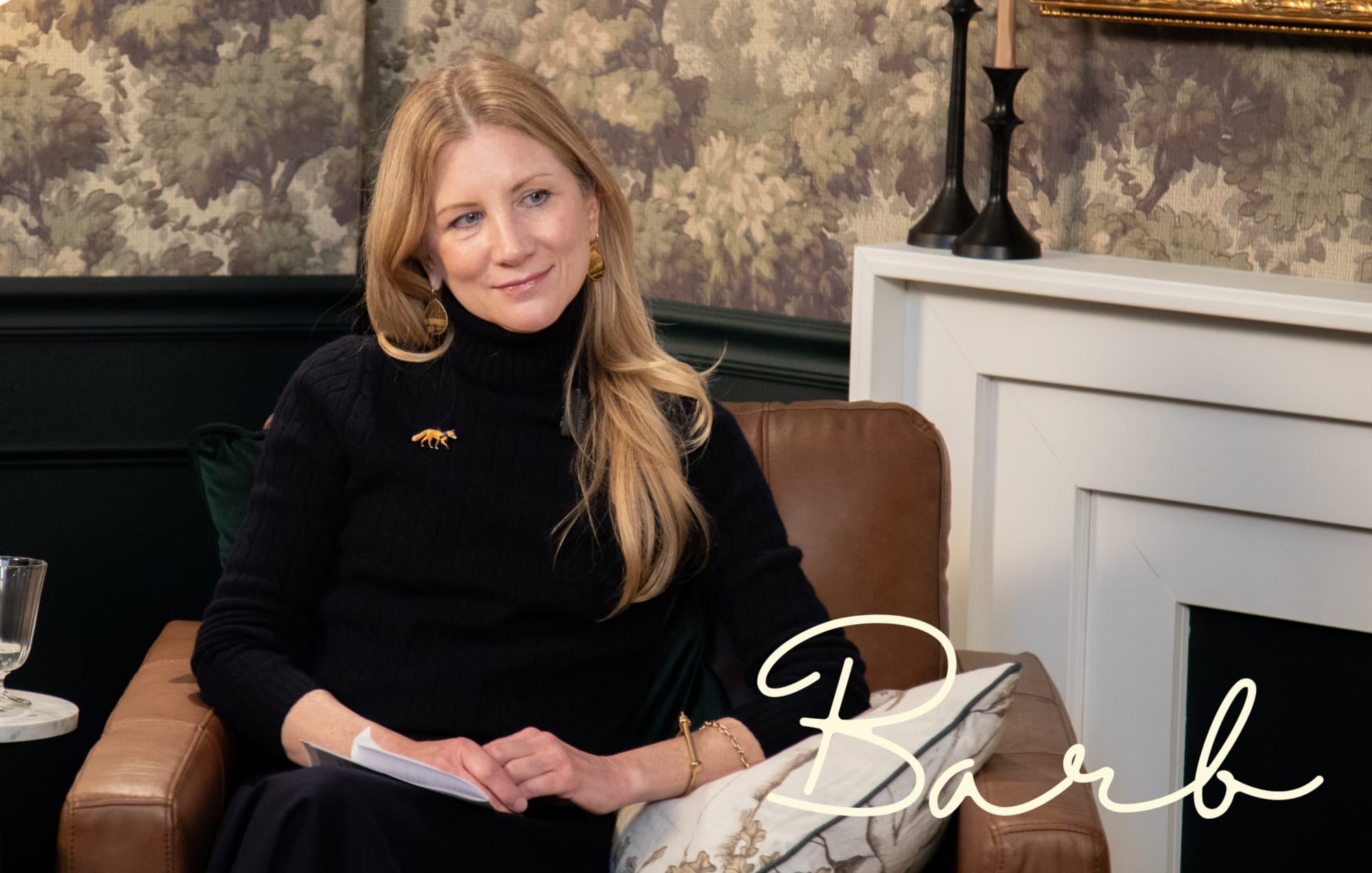 Seated Podcast Host Barb