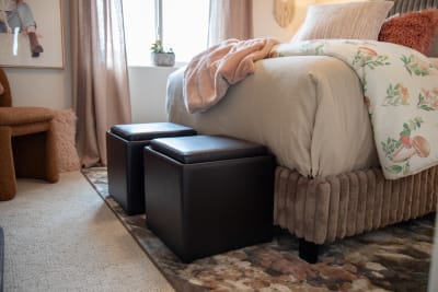 16" Square Storage Ottoman with Tray