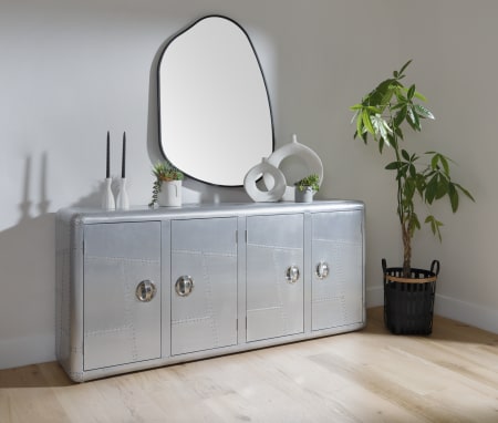 The metal Aviation Console in a modern entryway