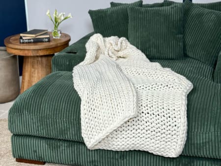 Green Corduroy Textured Sofa