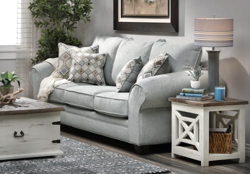 Light Neutral Teal Fabric Sofa in Living Room