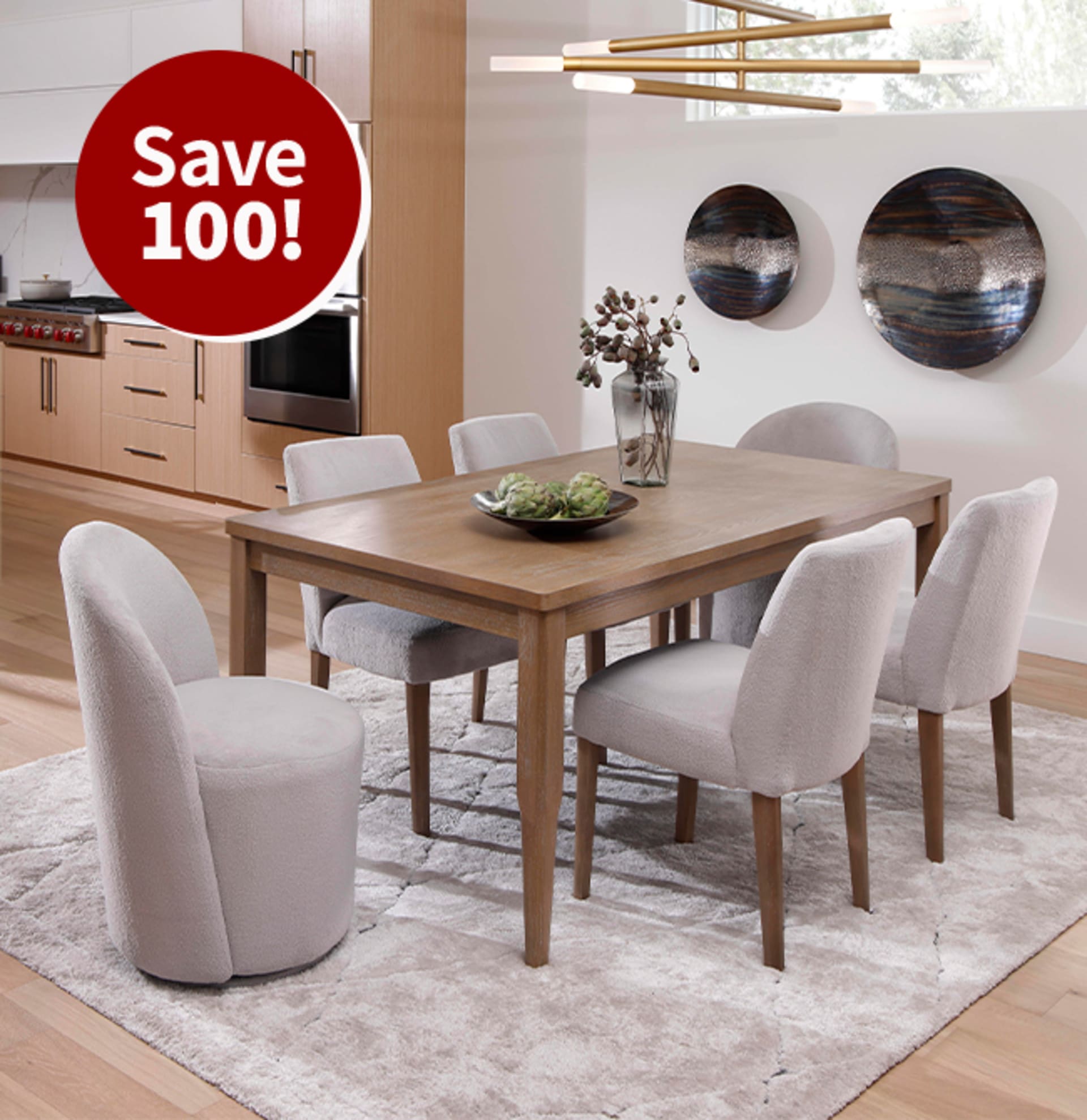 Bayberry Rectangular Table, 2 Swivel Chairs, 4 Side Chairs