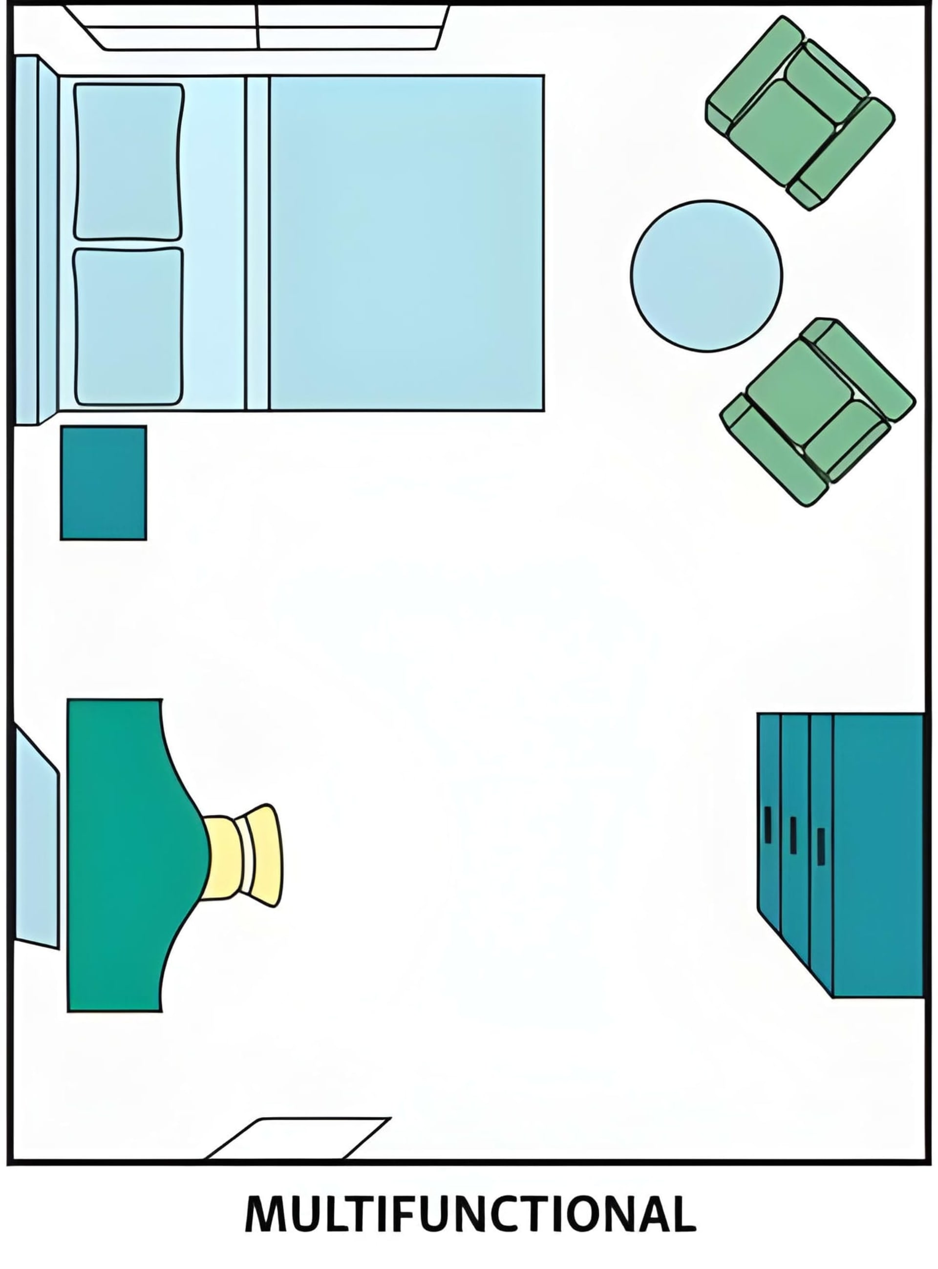 Multifunctional bedroom layout