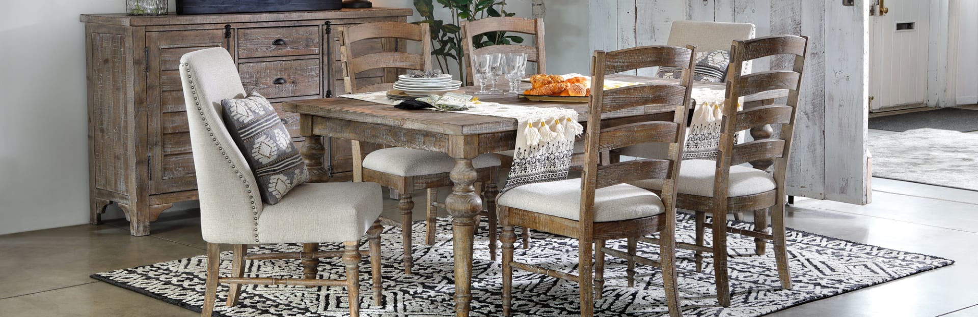Brushed wooden Dining in Boho Dining Room