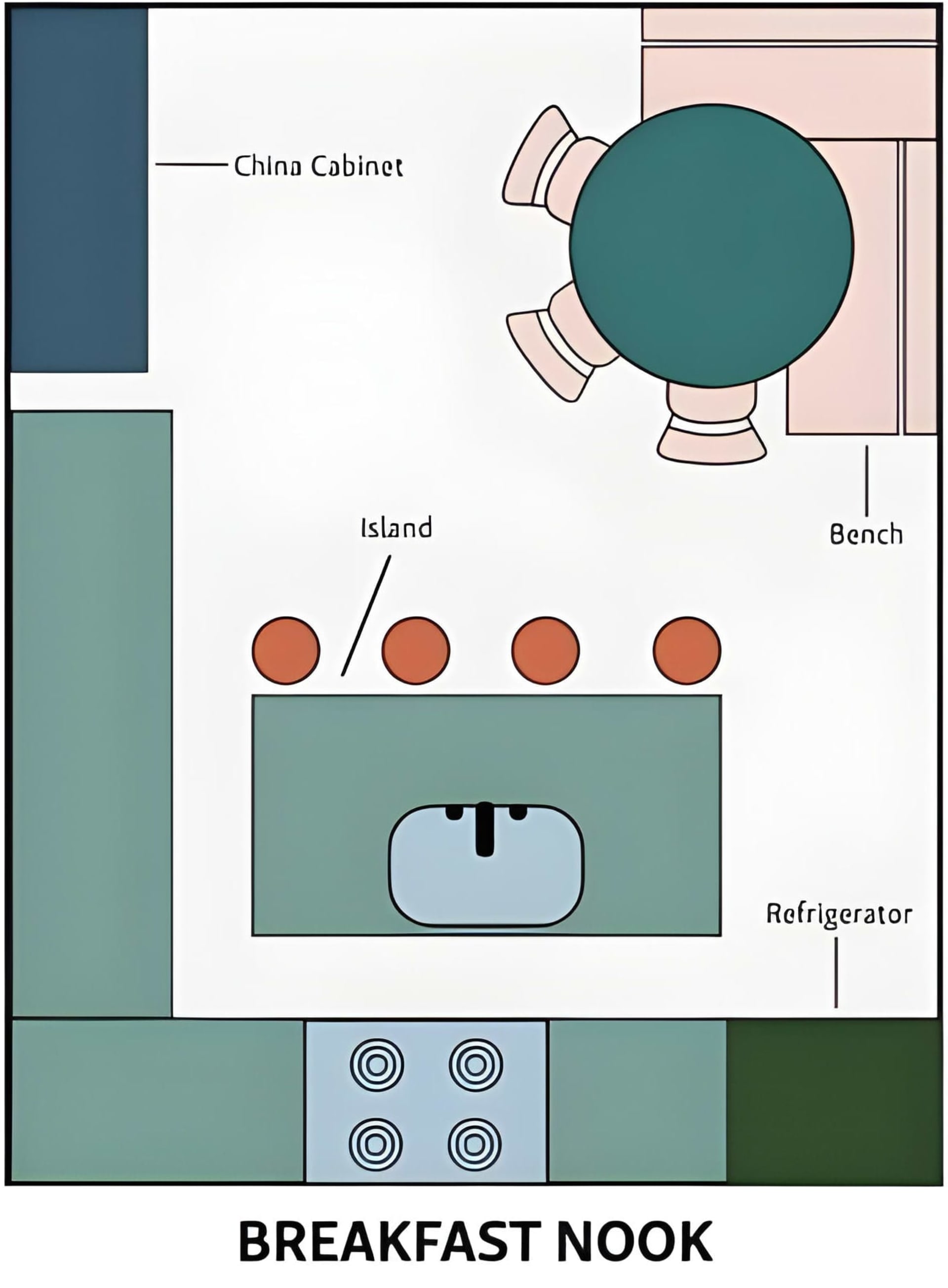 Graphic of the breakfast nook dining room layout