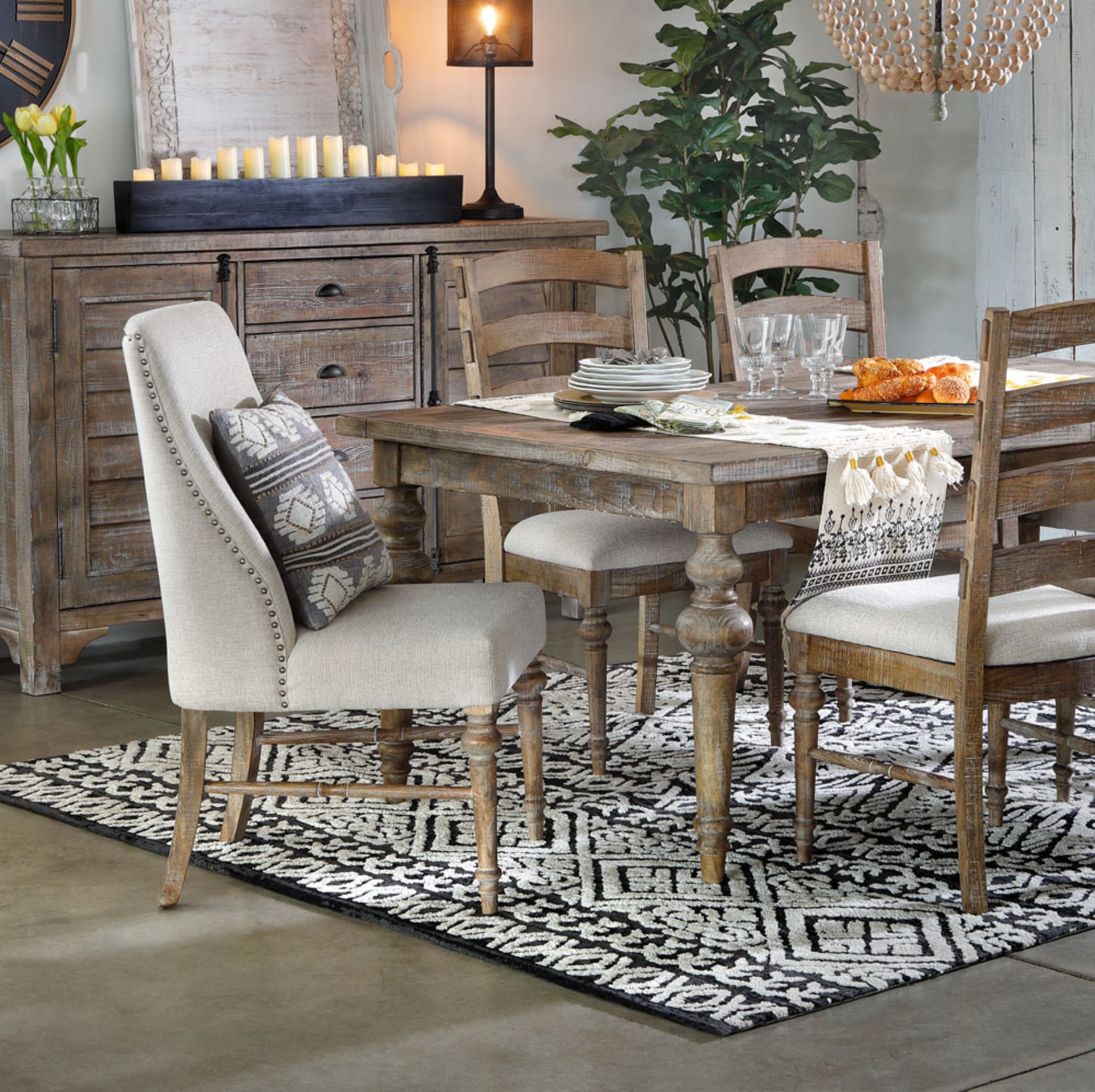 Brushed wooden Dining in Boho Dining Room