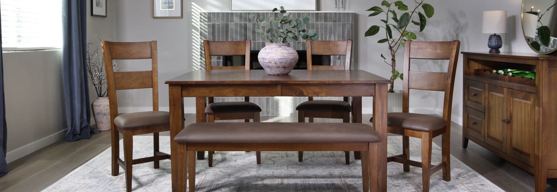 Brown Wooden Dining Set in Dining Room